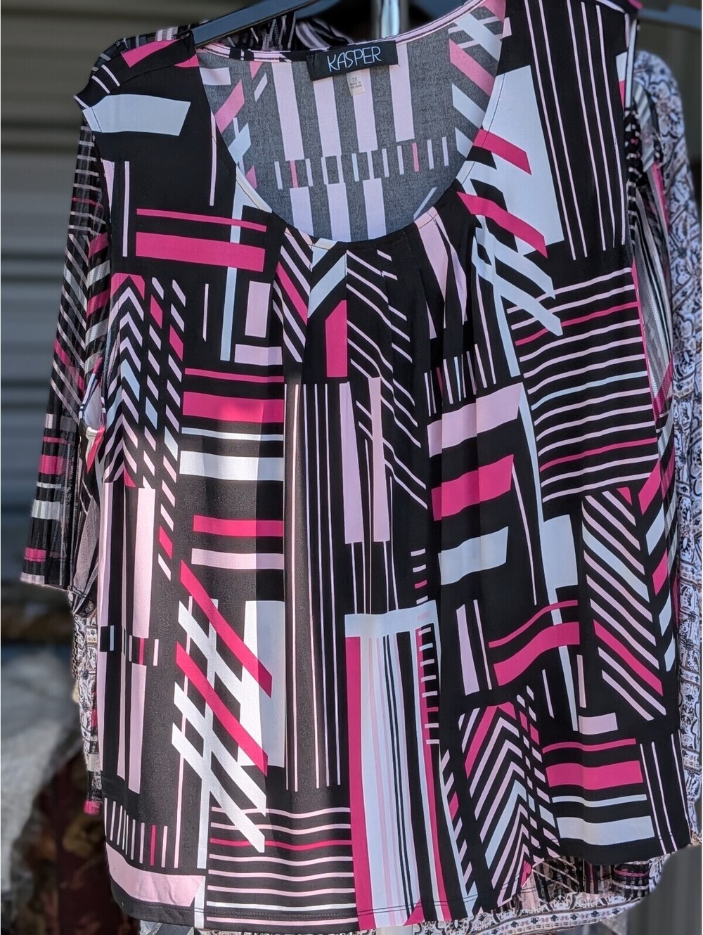 Kasper sheer geometric print blouse